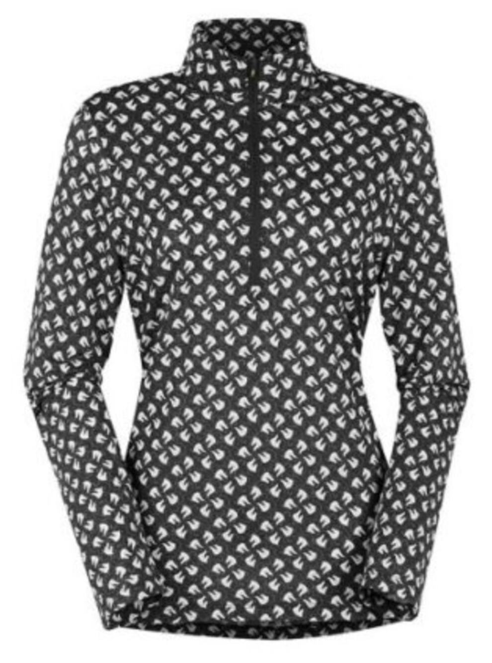 Kerrits Long Sleeve IceFil UV Shirt Black Horse print half zip riding top sz S